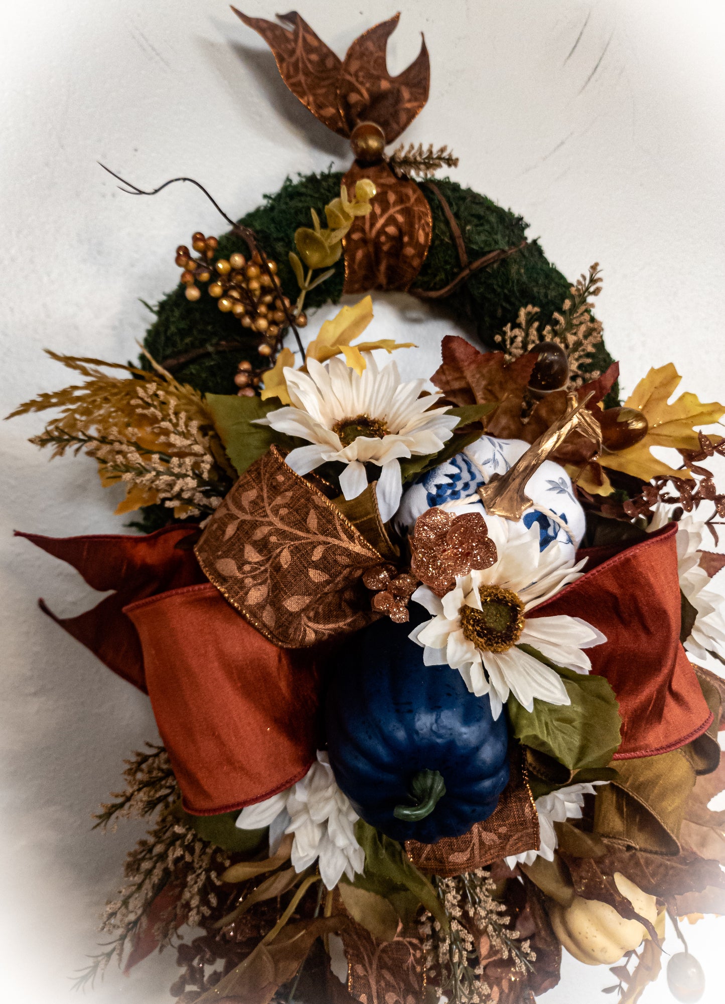 French Blue & Chocolate Fall Wreath