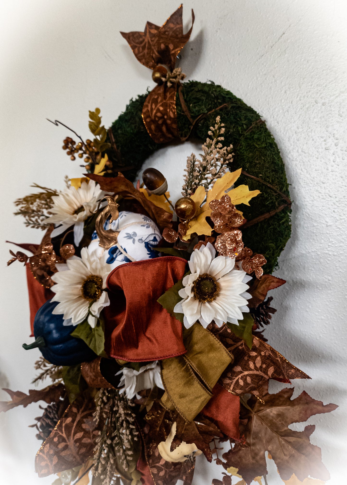French Blue & Chocolate Fall Wreath