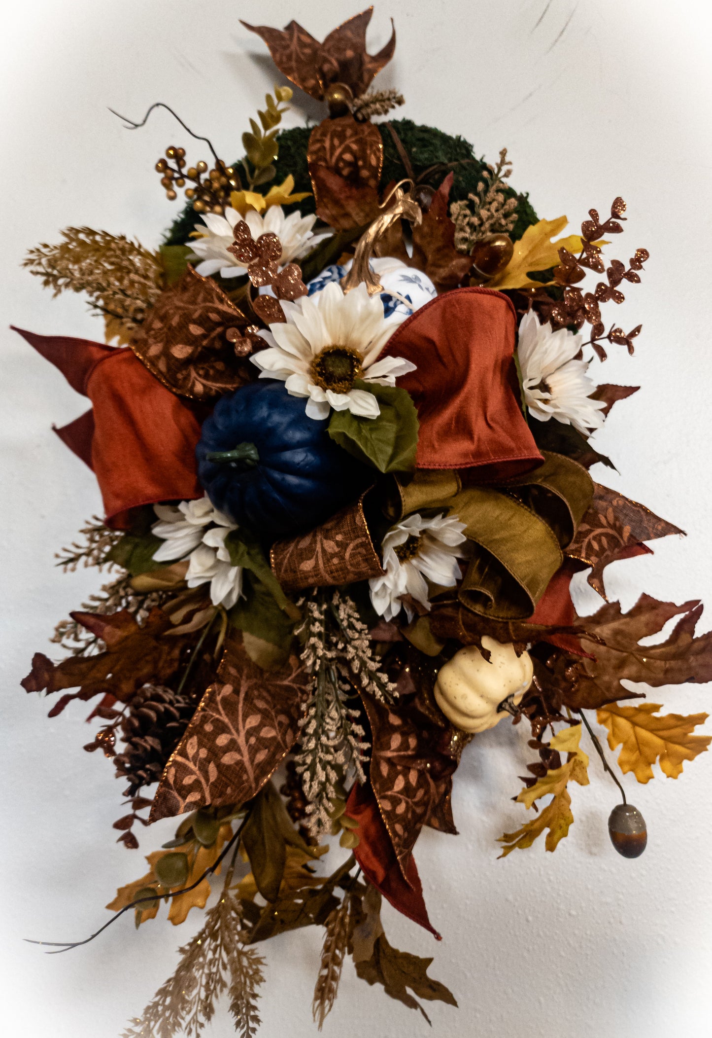 French Blue & Chocolate Fall Wreath