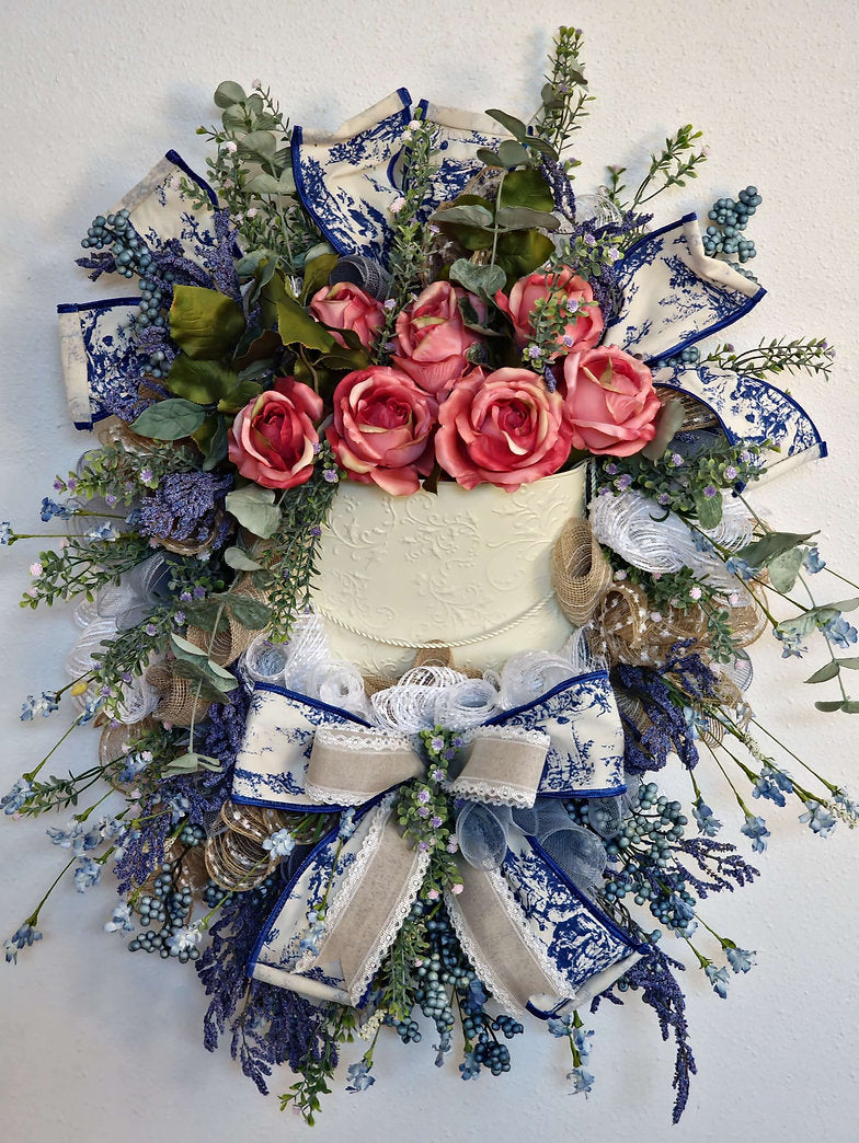 A Basket of Roses Wreath